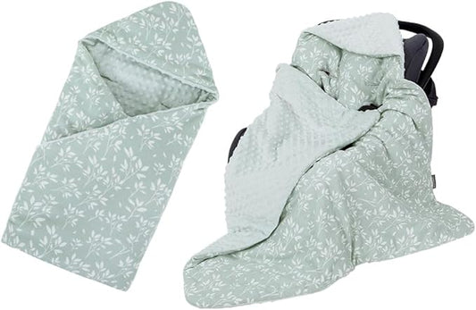 HOUSBAY Baby Blanket Newborn Blanket with Hooded Windproof Go Outside Warm Portable Swaddle Wrap in Basket Baby Safety Seats (Light Green)