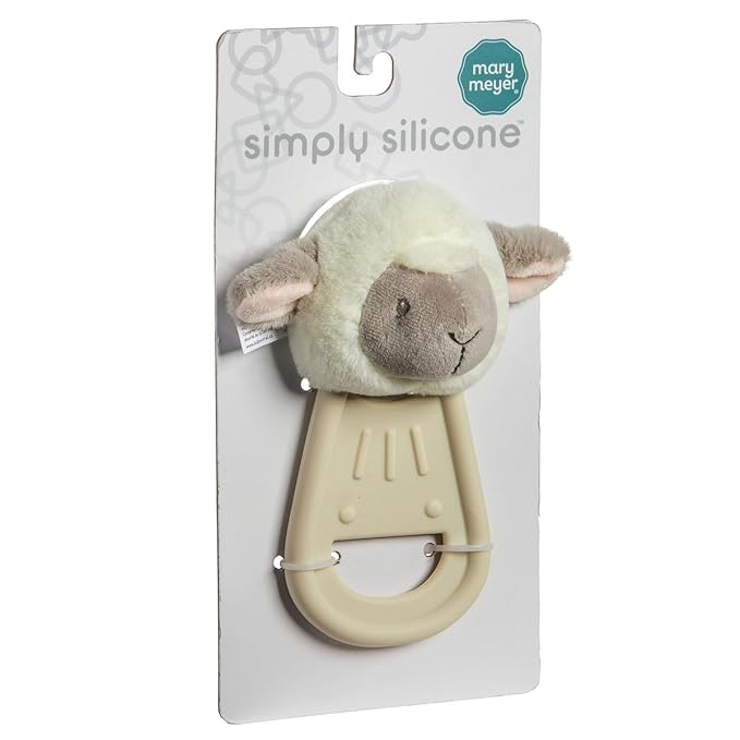 Mary Meyer Teething Toys Simply Silicone Teether with Soft Toy, 6-Inches, Lamb