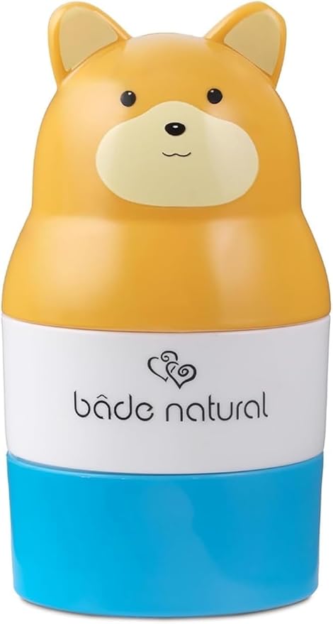 Bade Natural Refillable Bear-Shaped Sunscreen Applicator for Kids – 3.7 fl oz Roll-On Bottle – Empty, Reusable Dispenser for SPF Lotion – Soft Applicator Tip, Travel-Friendly