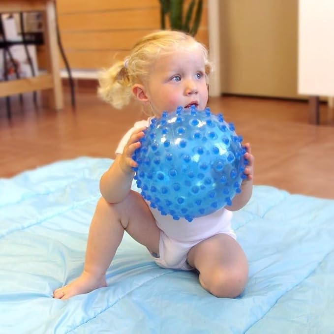 Ludi - Blue Massage Ball - Sensory Awakening for Babies from 6 Months - Soft Nubs - Stimulation, Dexterity and Coordination - 100% PVC - Washable - Ø 20 cm - Relieves Teeth and Promotes Play