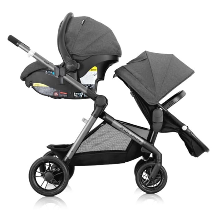 Evenflo Pivot Xpand Modular Travel System with LiteMax Infant Car Seat with Anti-Rebound Bar (Sabino Gray)