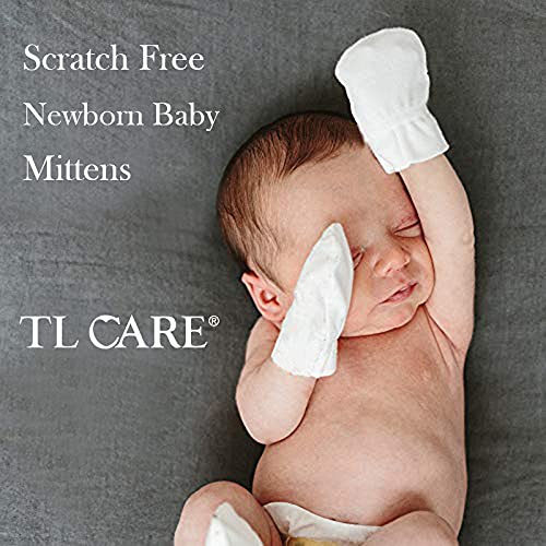 TL Care Newborn Baby 100% Cotton Scratch Free Mittens, for Boys (Pack of 4)