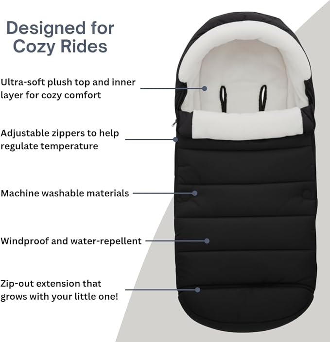 SASHA'S Footmuff designed for all Nuna Strollers (Mixx, Tavo, Triv, Trvl, Trvl Dubl, Demi, Swiv) (Bunting Bag) (Stroller not included)