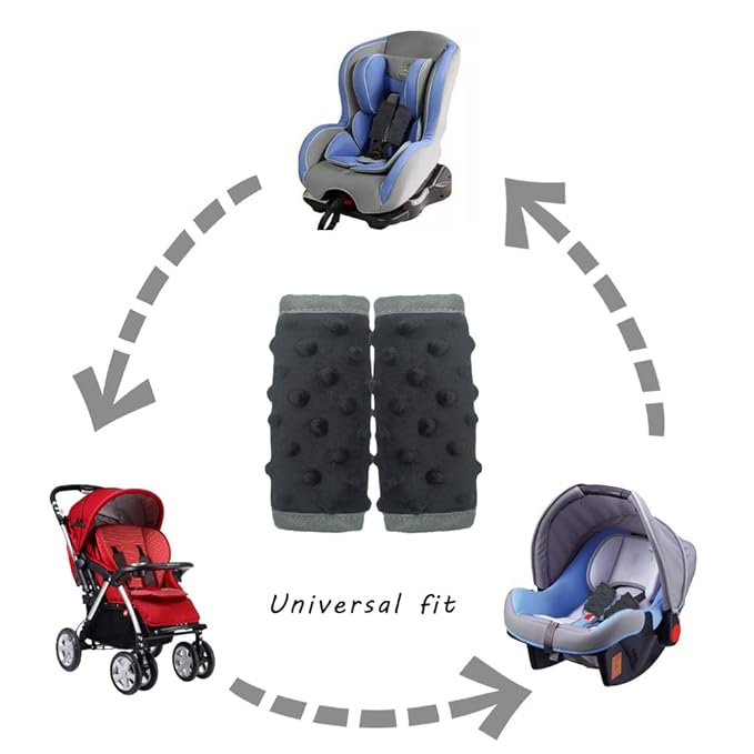 DODO NICI car seat Strap Cover for Baby, seat Belt Cover Cushion, Belt Pads fit Baby Carrier/Pushchair/Stroller, Cozy Peace Dotted Minky, Solid Black