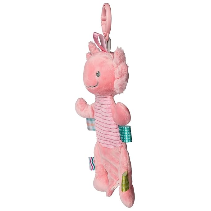 Taggies Baby Rattle with Crinkle Paper Activity Toy with Sensory Tags, 9-Inches, Pink Axolotl