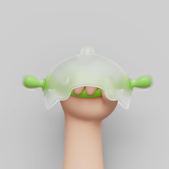 Baby Teething Toy for 0-6 Months – One-Piece Liquid Silicone Teether, Easy-Grip Dinosaur for Soothing Gums, No Glue No Gaps, Lint-Resistant, Dishwasher Safe with Travel Case(Olive White)