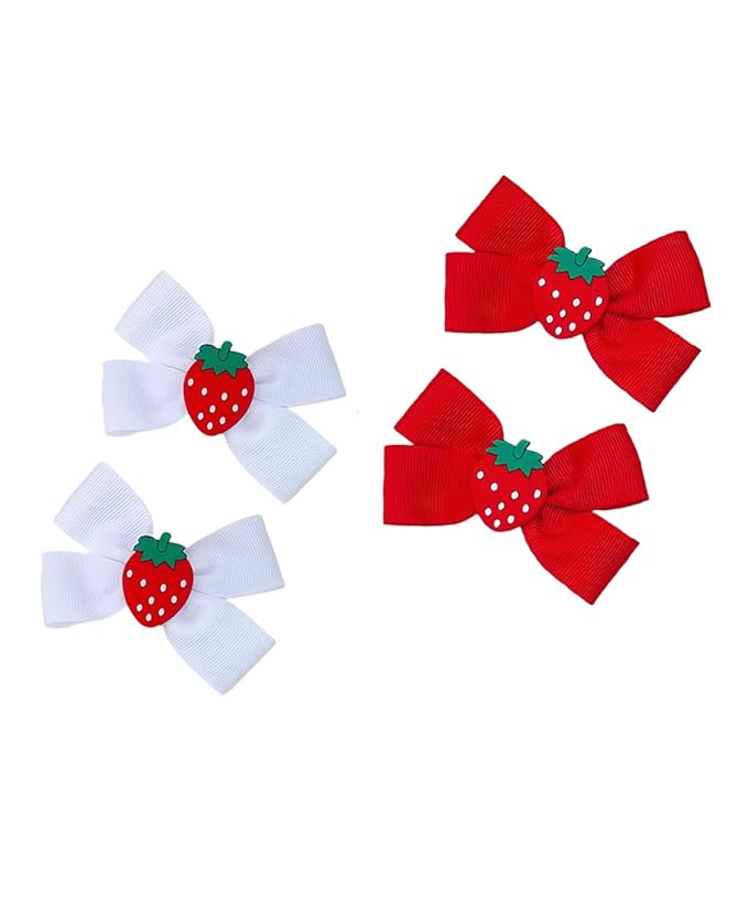 Strawberry Snap Clips Baby Girls Fruit Hair Bow Clips Strawberry Hair Ring Tie BBW24 (Set-J)