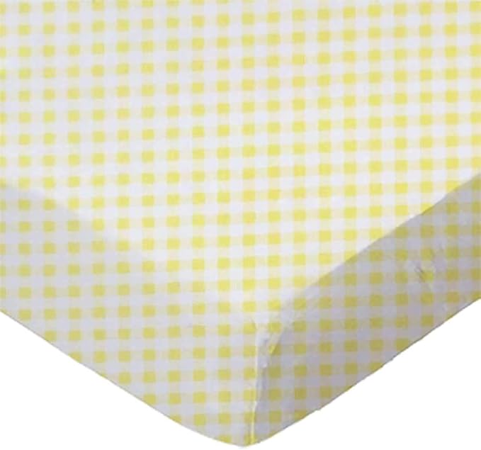 SheetWorld Baby Fitted Moses Basket Sheet 13 x 27 inches, 100% Cotton Jersey Hypoallergenic Sheet, Unisex Boy Girl, Yellow Gingham Jersey, Made in USA