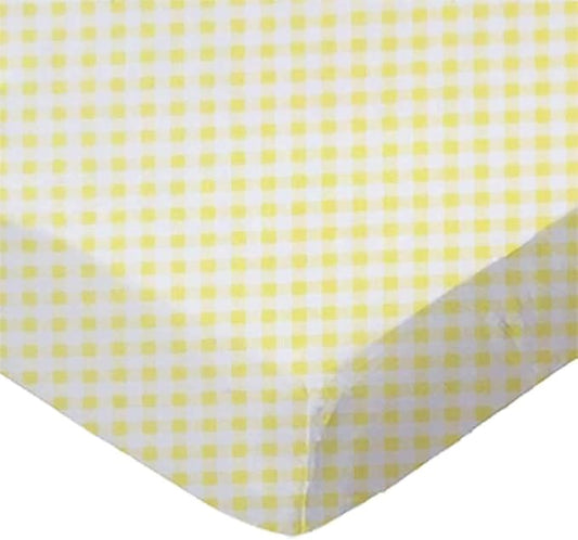 SheetWorld Baby Fitted Moses Basket Sheet 13 x 27 inches, 100% Cotton Jersey Hypoallergenic Sheet, Unisex Boy Girl, Yellow Gingham Jersey, Made in USA