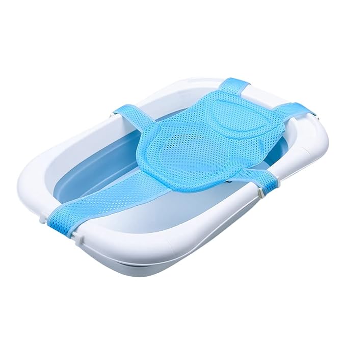 Baby Bath Seat Support Net Newborn Bath Cushion Pad Anti-Slip Infant Bathtub Sling Shower Mesh Mat Soft Bath Net Bath Pillow Adjustable Shower Pad for 0-18 Months Light Blue
