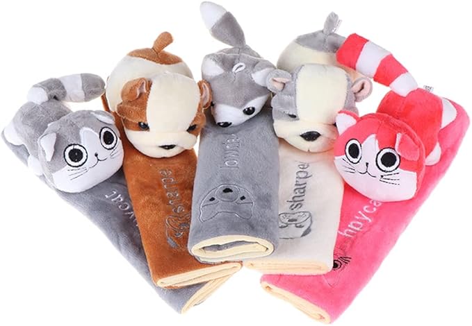 Cute Car Seat Belt Cover Dog Cat Child Car Stuffed Plush Animal Travel Pillow Kawaii Seat Belt Pillow for Kids Adults