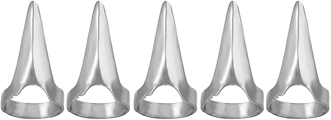 5PCS Finger Claws Cosplay Claws Rings,Punk Rock Nail Finger Armor Gothic Talon Nail Fingertip Claw,Hair Parting Selecting Sectioning Tool Clips and Barrettes(Silver)