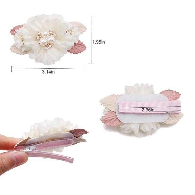 Flower Hair Clips Set-Cherrboll 3pcs Floral Hair Bow Accessories for Baby Girl Toddles Teen Gifts
