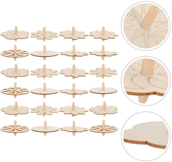 24pcs Wooden Spinning Top DIY Painting Children Toy Tops Toys Gyro s for Kids Child Gyro s Kids Unfinished Children Pressure Relief Accessory