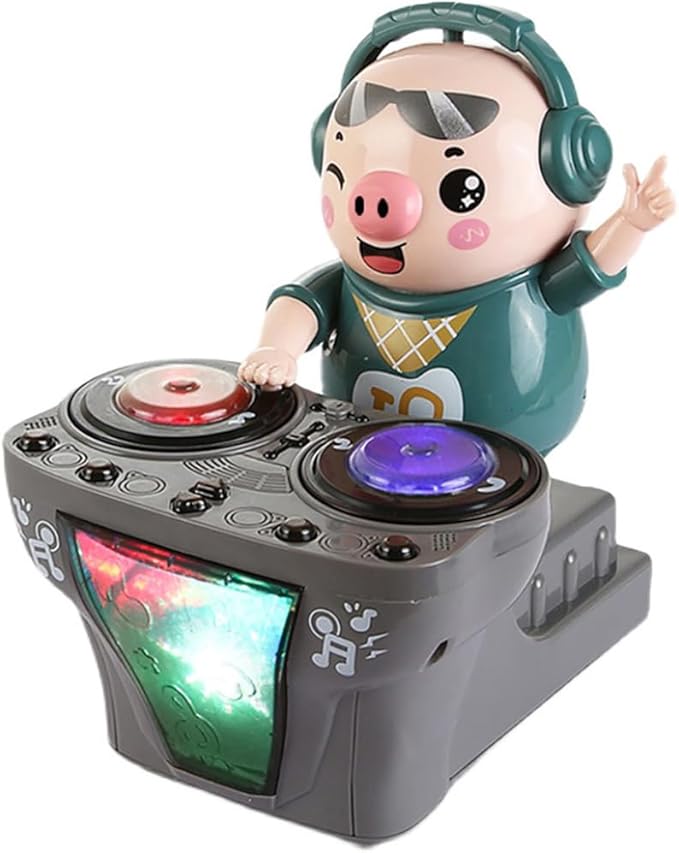 Miracland DJ Pig - Funny Musical Toy for Toddlers, Scratch DJing Dancing Piggy With Dynamic Music and Colorful Lights