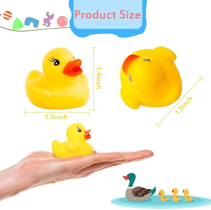 50Pack Mini Rubber Ducks, Rubber Duck Bulk Float Duck Baby Bath Toy, Shower Birthday Party Favors Gift Classroom Summer Beach Pool Party Games