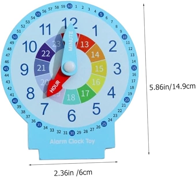 HANABASS 1 Set Wooden Clock for Educational Recognition Plaything for Safe Premium Wood Material Develops Color and Shape Awareness