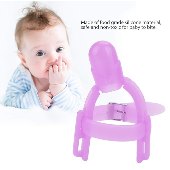Thumb Sucking Finger Protector, Adjustable Biting Teether Soft Silicone Finger Guard Thumb Protector for Babies 3 Months and Above(Purple)