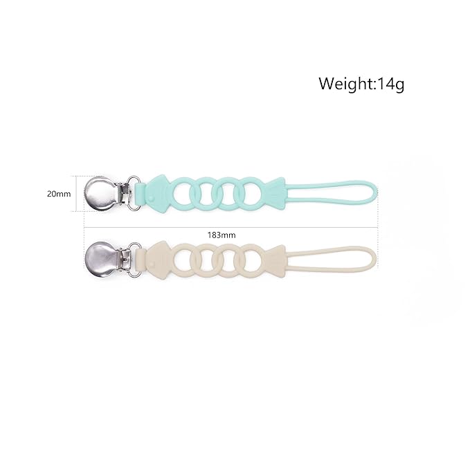 Pacifier Clip for Baby Boy Girl Pacifier Holder Silicone Pacifier Clips for Boys Girls Newborn Birthday Baby Shower Soothie - Set of 2 with Metal Clip (Fish)