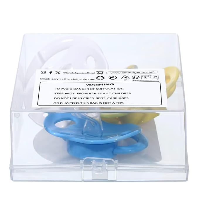 Landofgenie Large Shield Adult Size Pacifiers Set Bone Shaped Cutie Pacifier 3 Pack - White+Blue+Yellow