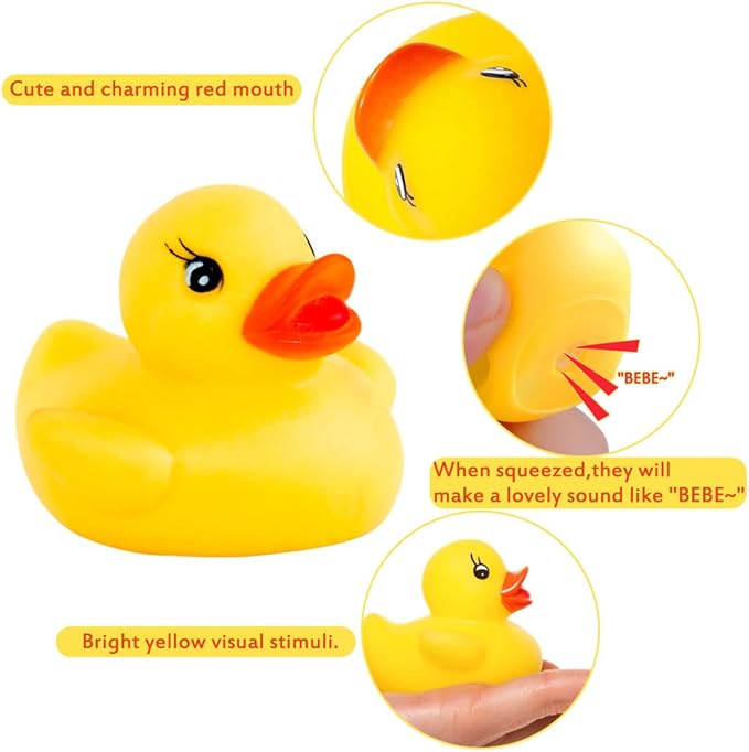 50Pack Mini Rubber Ducks, Rubber Duck Bulk Float Duck Baby Bath Toy, Shower Birthday Party Favors Gift Classroom Summer Beach Pool Party Games