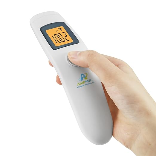 Amplim 4-Pack Hospital & Medical Grade Non Contact Digital Infrared Forehead Thermometer for Babies, Kids, and Adults. FSA HSA Eligible
