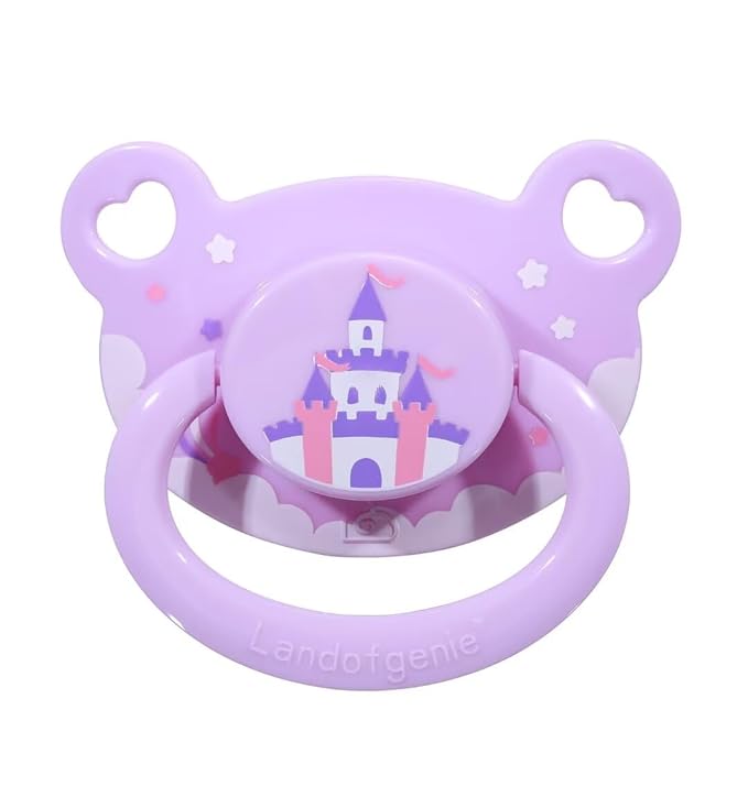 Landofgenie Adult Sized Pacifier Large Handle Large Shield Cute Print Paci Purple