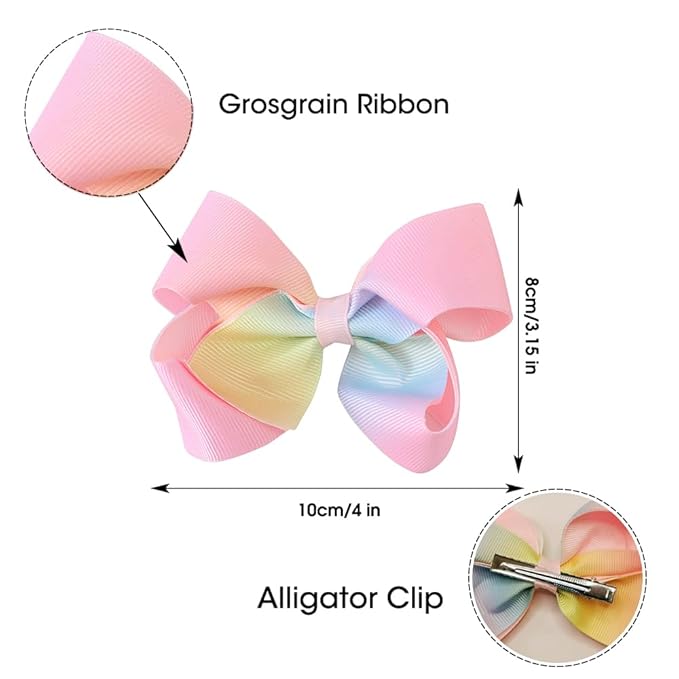 JIAHANG Baby Girls 4 Inch Grosgrain Ribbon Hair Bow Headband and Alligator Clips Set, Colorful Hair Bow Accessories for Children Toddler School Girls 4Pcs Gift Set (pink1)