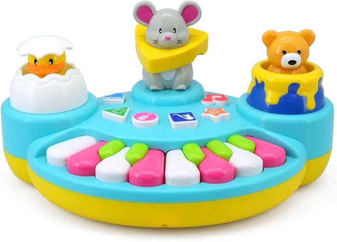 Kiddieland Musical Buddies Toddler Piano with Pop-Up Animals, Interactive Baby Keyboard, Lights & Sounds, 3 Instrument Modes, Chunky Keys, Ages 1-3
