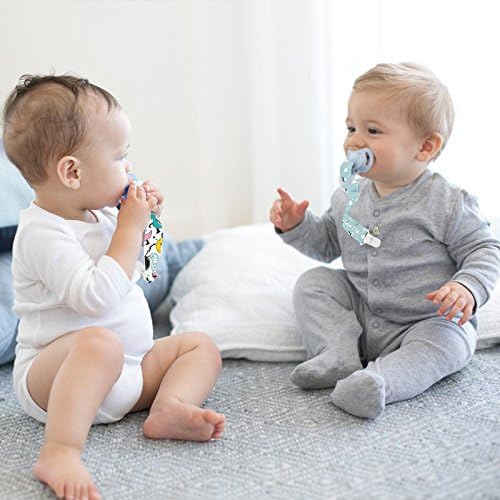 Baby Pacifier Clips, 4 Pack Binky Paci Holder and Leash Unisex for Boys and Girls Fits for Most Pacifier, Binkie Styles & Baby Teethers & Toys and Gift Universal Fit