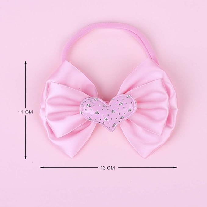 Love Heart Bow Headband for Baby Girls Valentines Hair Band Hair Accessories for Toddler TSFD23 (Pink 2 Layers Bow, One Size)