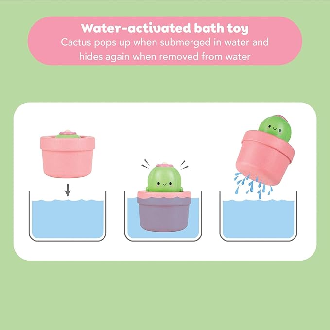 Tiger Tribe Bath Pop-Up Cactus Toy - Water Activated, Peek-A-Boo Sensory, Eco-Friendly for Kids, Toddlers & Babies