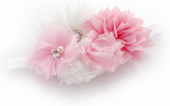 My Lello Shabby Fabric Flower Cluster Headbands Baby - Girls - Toddler Stretchy Elastic