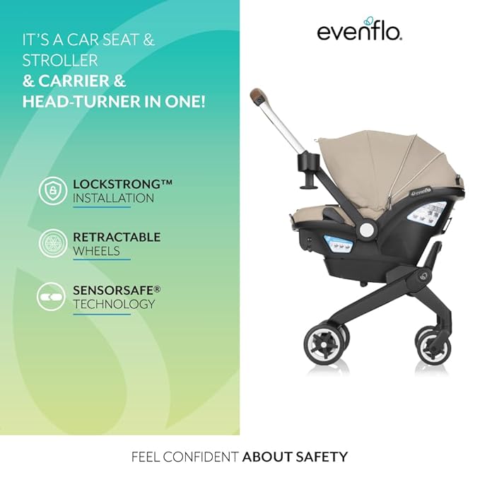 Evenflo Shyft DualRide Infant Car Seat Stroller Combo Topaz