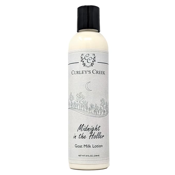Curley's Creek Goat Milk Lotion | Handmade Natural Skincare | 4 ounce & 8 ounce 8 ounce, Midnight in the Holler (Spicy)
