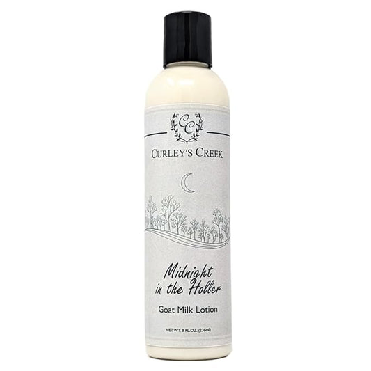 Curley's Creek Goat Milk Lotion | Handmade Natural Skincare | 4 ounce & 8 ounce 8 ounce, Midnight in the Holler (Spicy)
