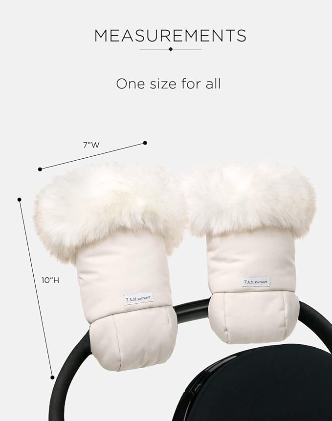 7AM Enfant Stroller Warmmuffs Gloves - Anti-Freeze Stroller Mittens for Handlebars, Water Repellent Hand Warmer Muff for Cold Weather, Plush Lined Stroller Warmmuffs | Winter Stroller Accessories
