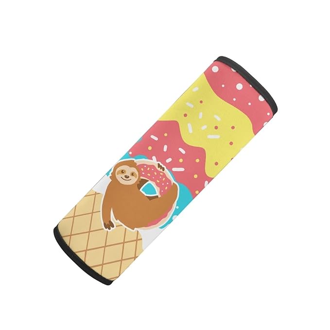 Biyejit 2 Pack Ice Cream Sloth Seat Belt Covers for Kids, Soft Seat Belt Cushion for Children, Anti-Slip Design Car Seat Belt Pads Cover for Girls and Boys Car Accessories