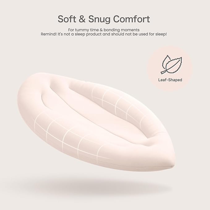 Baby Lounger for Newborn: Skin-Friendly & Breathable for 0-12 Months Infant Tummy Time Playtime & Diaper Changes - Portable & Lightweight Cushion for New Parents (Nude)