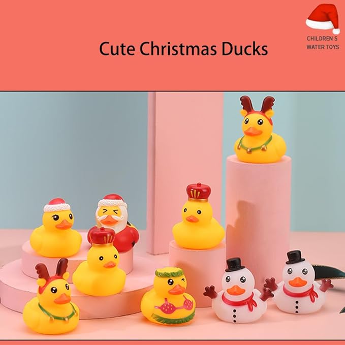 Assorted Rubber Duck Small Rubber Ducks in Bulk Baby Shower Bath Toy for Kids Toddler Birthday Christmas Party Favors Stocking Stuffers Classroom Incentives (Christmas Ducks 6pcs)
