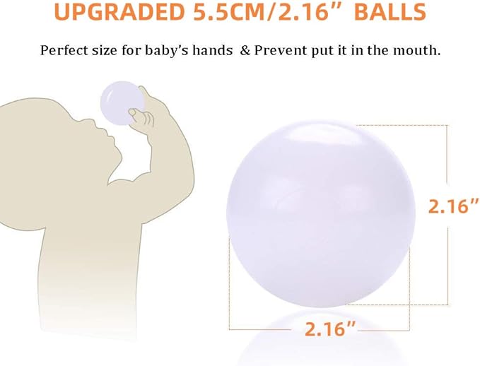 Wonder Space Soft Pit Balls, Chemical-Free Crush Proof Plastic Ocean Ball, BPA Free with No Smell, Safe for Toddler Ball Pit/Kiddie Pool/Indoor Baby Playpen
