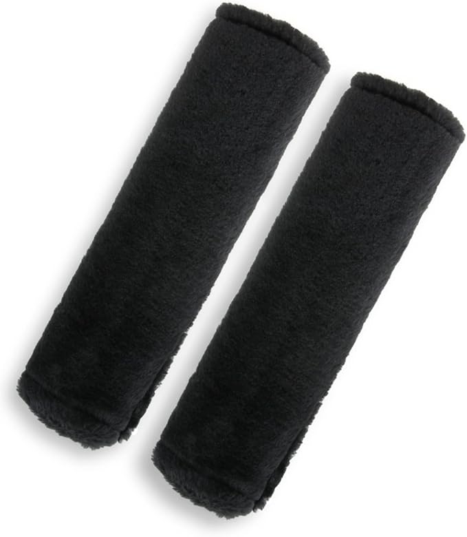 BELINOUS Faux Sheepskin Seat Belt Cover, Soft & Comfortable Seat Belt Shoulder Pad, Thick Car Seat Belt Cushion, Seat Belt Neck Protector for Kids Adults 2 Pack (Black)