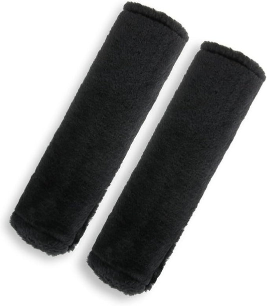 BELINOUS Faux Sheepskin Seat Belt Cover, Soft & Comfortable Seat Belt Shoulder Pad, Thick Car Seat Belt Cushion, Seat Belt Neck Protector for Kids Adults 2 Pack (Black)