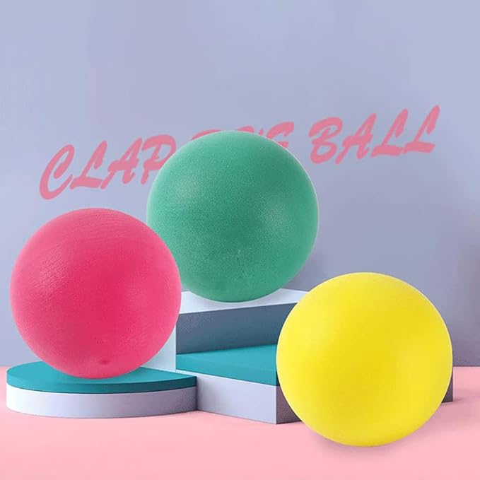 Surakey 9inch Mute Ball Children Mute Elastic Ball Silent Bouncy Ball Dodge Game Clapping Ball with Mesh Bag Low Noise Basketball Training Parent Child Interaction Outdoor Sports - Rosy 22.5CM