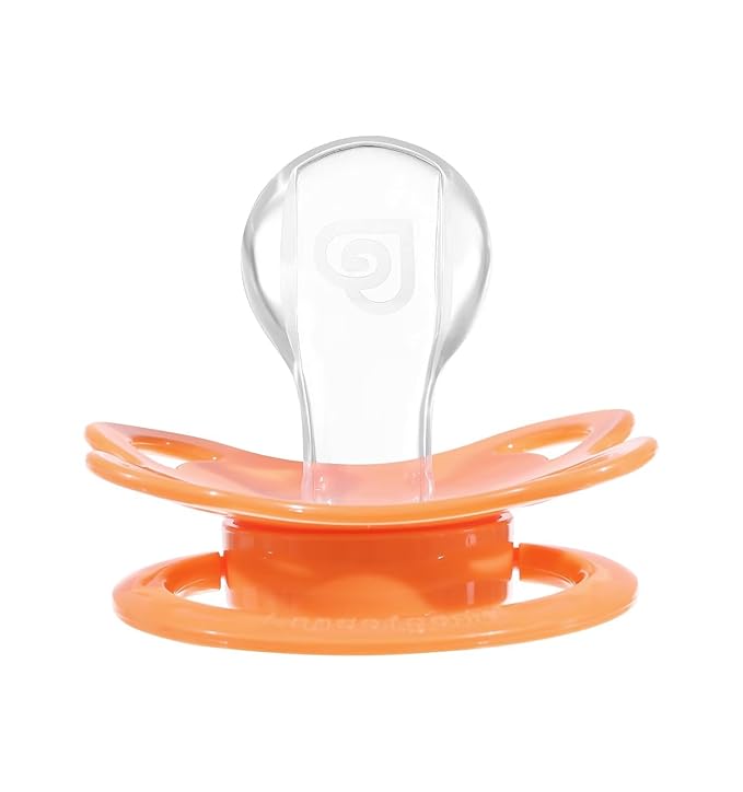 Landofgenie Large Shield Adult Size Pacifiers Set Moon Shaped Cutie Pacifier 3 Pack - Red+Orange+Pink