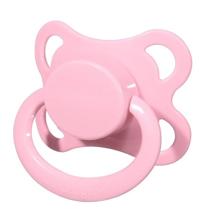 Landofgenie Large Shield Adult Size Pacifiers Set Moon Shaped Cutie Pacifier 3 Pack - Red+Orange+Pink
