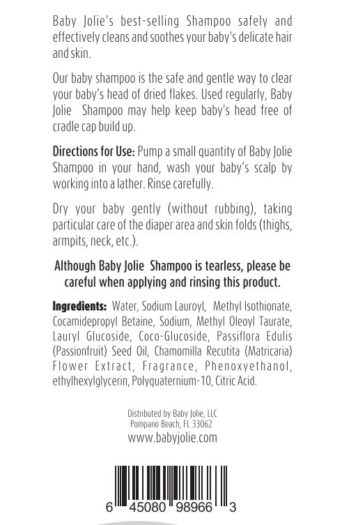 Baby Jolie Baby Shampoo – Tear-Free Gentle Shampoo for Babies & Kids, Hypoallergenic, Sensitive Scalp Care, Daily Use, 3 Pack (7.5oz / 221ml Each)