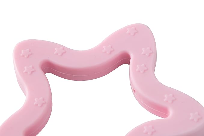 Jimibaby Silicone Star Teether, Christmas, Holiday teether, the First Teething Toy for Baby Boys and Girls,100% BPA Free, Easy to Hold, Ideal Stocking Stuffers for Baby boy and Girl (Star Pink)