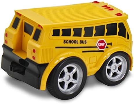 Kid Galaxy Squeezable Pull Back School Bus. Toddler Wind Up Toy for Kids Age 2 and Up