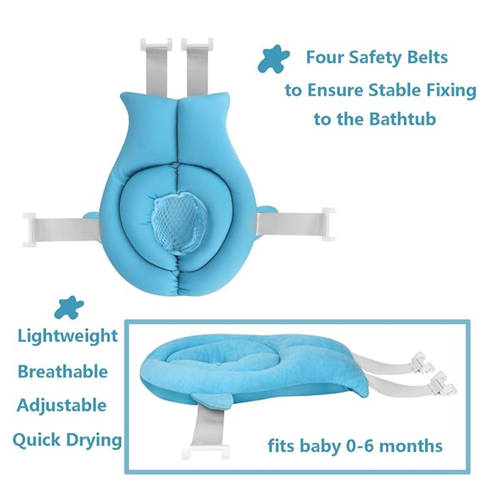 Baby Bath Seat Support Net Soft Infant Bathing Seat Support Mat Suspension Shower Pad Adjustable Non-Slip Newborn Bathtub Sling Mat Baby Sink Bather Tub Shower Net Bathtub Sit Up Mesh 0-6 Month